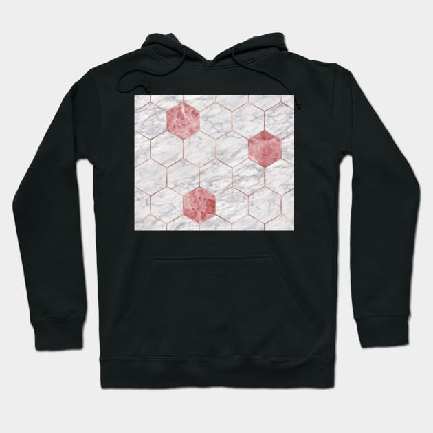 Rosa marble hexagons Hoodie by marbleco